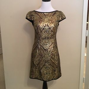 Nanette Lepore Gold and Black Sequined Dress