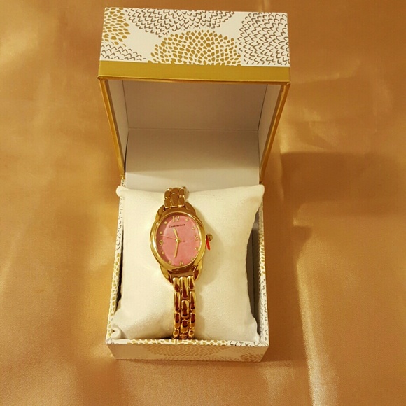 Charter Club gold tone Watch with pink face. - Picture 1 of 4