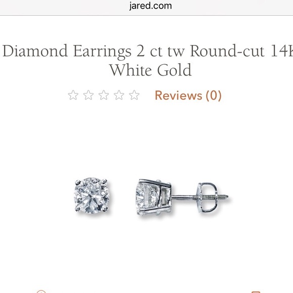 14k white gold 2ct round cut diamond earrings - Picture 2 of 4