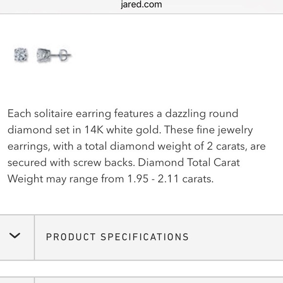 14k white gold 2ct round cut diamond earrings - Picture 3 of 4