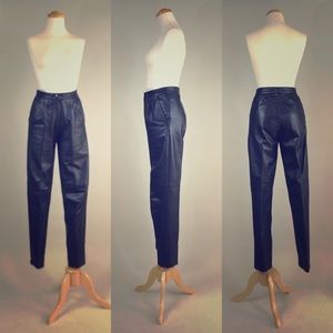 Vintage leather black pants shorts trouser 80s hot