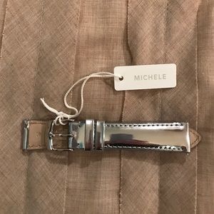Michel 18mm Silver Patent Leather Watch Strap