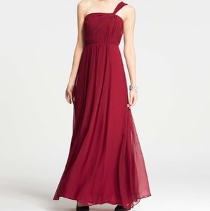 Ann Taylor silk cranberry floor length dress