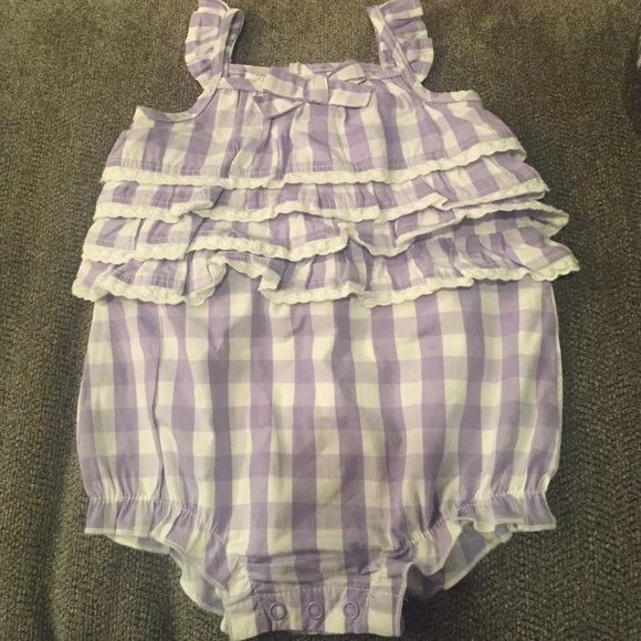 Ruffled 3/6M baby girl checkered romper