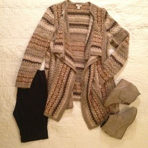 J. Jill Alpaca Tribal Print Open Cardigan