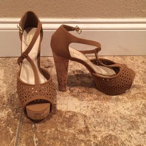 Bamboo cork heeled platforms