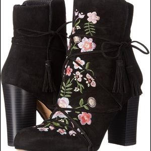 Sam Edelman Black & Floral Embroidered Winnie Boot