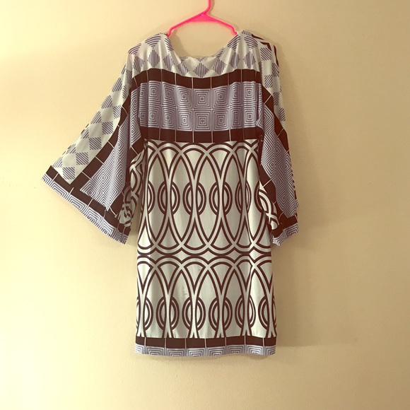 Analili blue and white sexy mini deep V dress