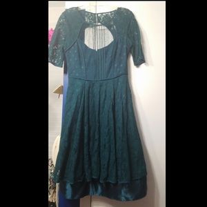Teal lace midi dress
