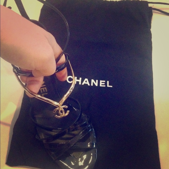 Chanel new box black patent 7.5 high shoes sexy