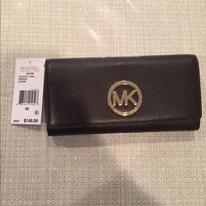 Michael Kors Fulton  coffee leather wallet