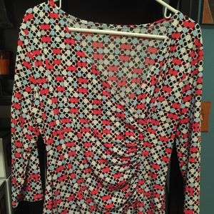 Red, white and blue dot pattern dress shirt