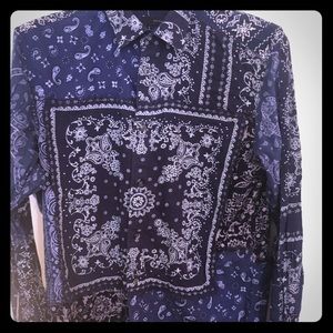 Diesel blue paisley woven shirt