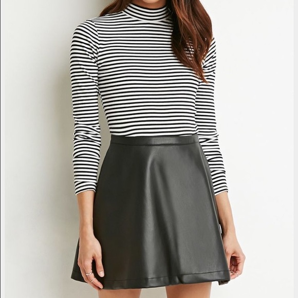 Faux leather skater skirt