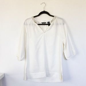 NY&C Creamy White Linen Blousy Tunic
