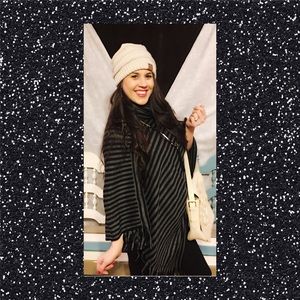 Black and Gray Striped Poncho