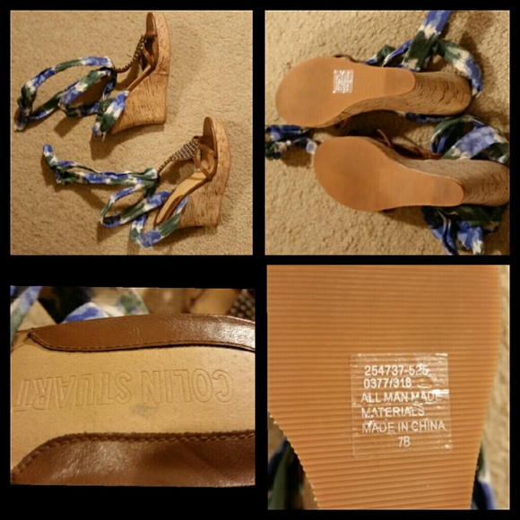 SOLD!!! GORGEOUS ankle tie Colin Stuart wedges, 7 - Picture 5 of 5