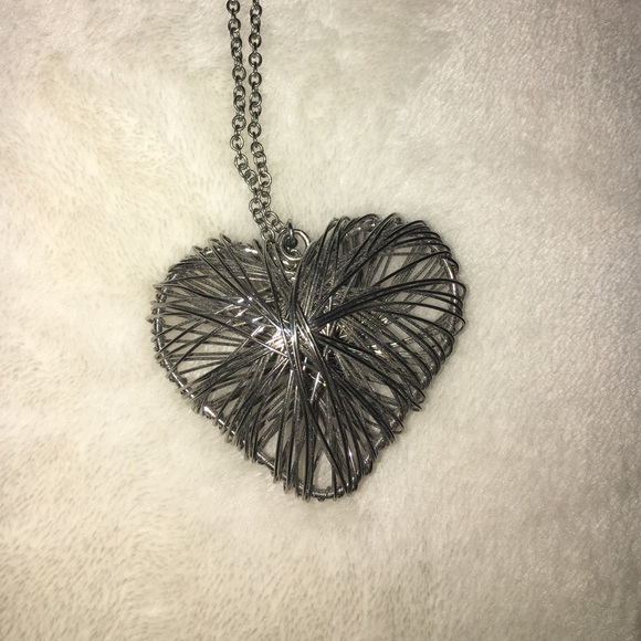 Long wire heart necklace