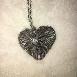 Long wire heart necklace