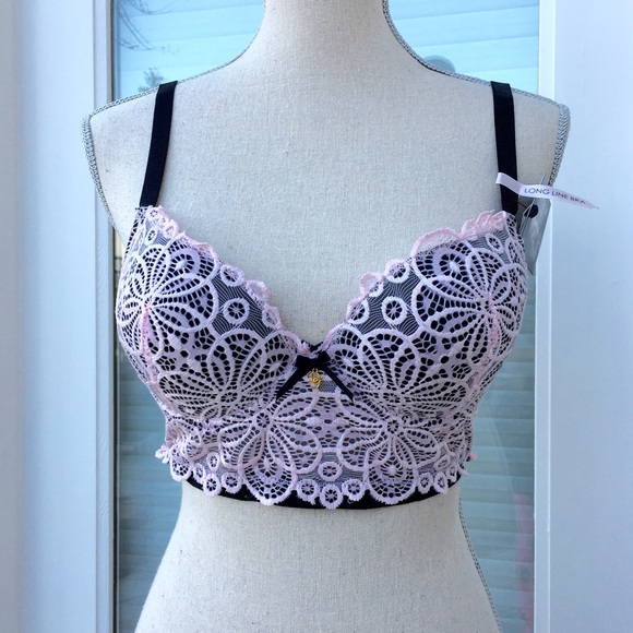 Daisy Fuentes Other - Long Line 34C bra Daisy Fuentes pink lace push-up