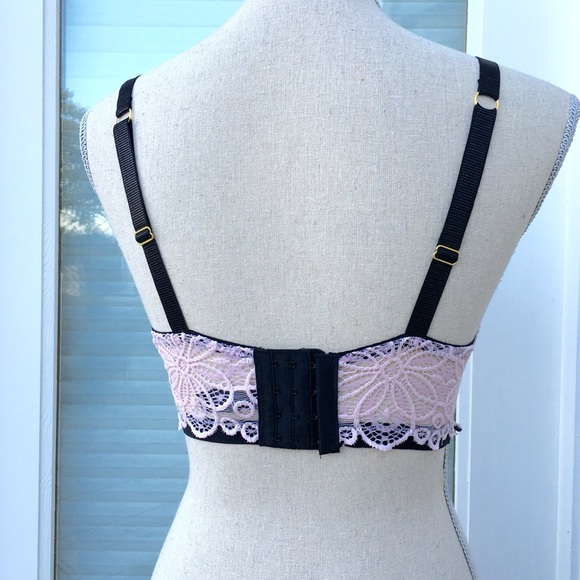 Long Line 34C bra Daisy Fuentes pink lace push-up - Picture 3 of 4