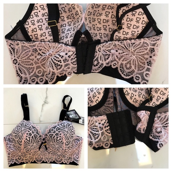 Long Line 34C bra Daisy Fuentes pink lace push-up - Picture 4 of 4