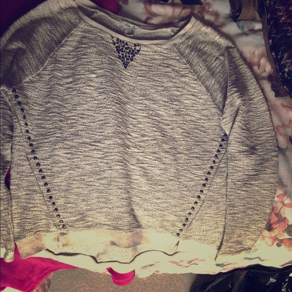 Cream Colored Sweater with Metallic Detailing