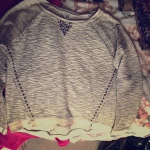 Cream Colored Sweater with Metallic Detailing