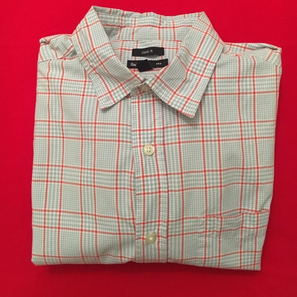 Gap Blue/Orange Plaid Oxford - Picture 1 of 2