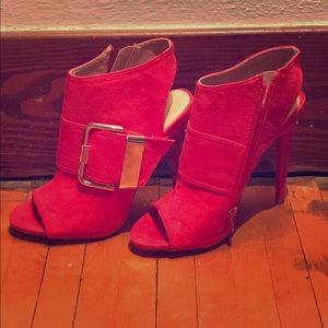Red open toe sandals