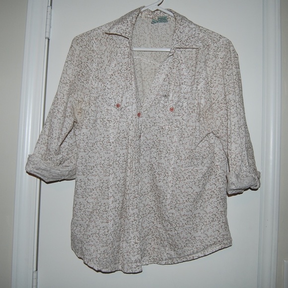 White Cherry Blossom Button Down