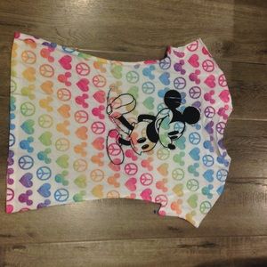Rainbow mickey mouse shirt.
