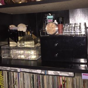 3 piece acrylic makeup organizer set