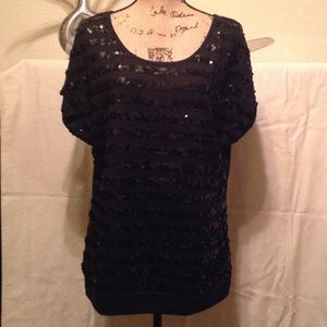 a.n.a Black Sequin Blouse