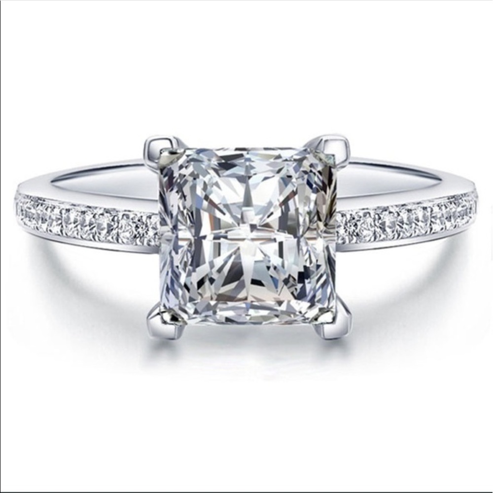 🚫SOLD🚫 🆕Sterling Silver Princess Cut AAA Zircon - Picture 3 of 5