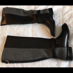 BLACK AND GRAY RIDING BOOTS