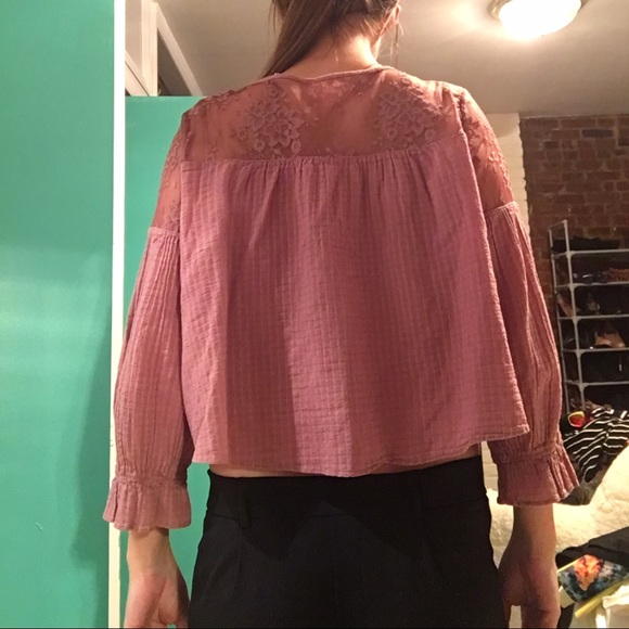 Free People rose colored loose crop blouse - Picture 3 of 3