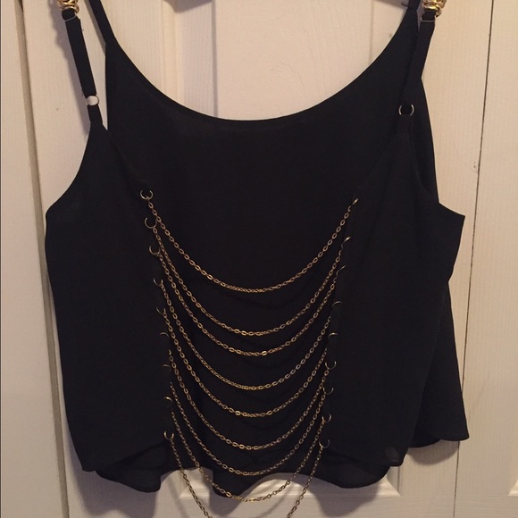 Back gold chain crop top