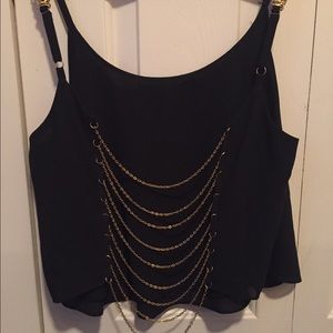Back gold chain crop top