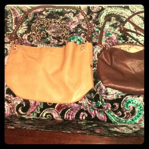 Tan Purse With small Brown Handbag (Extra strap)