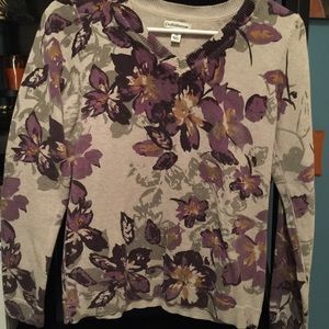 Croft & Barrow V-neck sweater.  Purple floral.