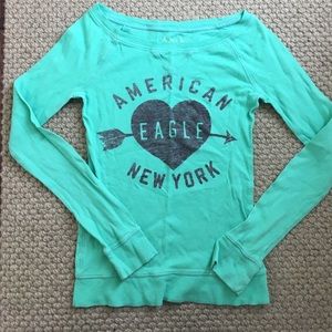 Mint American Eagle Graphic Waffle Shirt