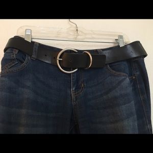 Black 1.5" genuine leather belt