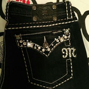 Miss Me Easy Boot jeans black lots bling!! 30 x 30