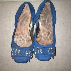 Blue suede ballet flat