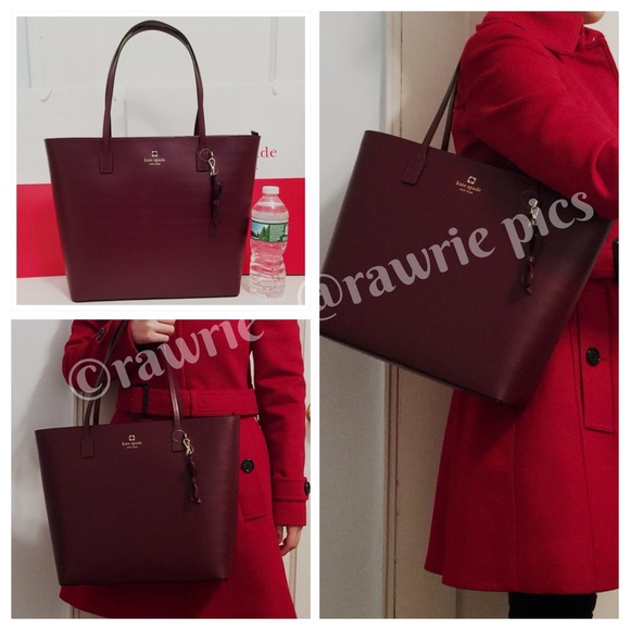 kate spade Handbags - New Kate Spade burgundy leather large zip tote