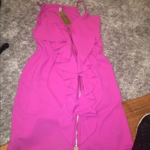 Pink dress with gold zipper