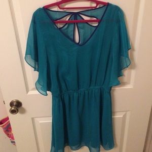 Express Sheer turquoise dress