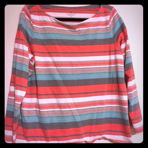 Talbots 2x petite multi colored striped shirt.