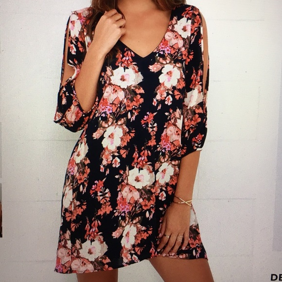 Navy floral shift dress